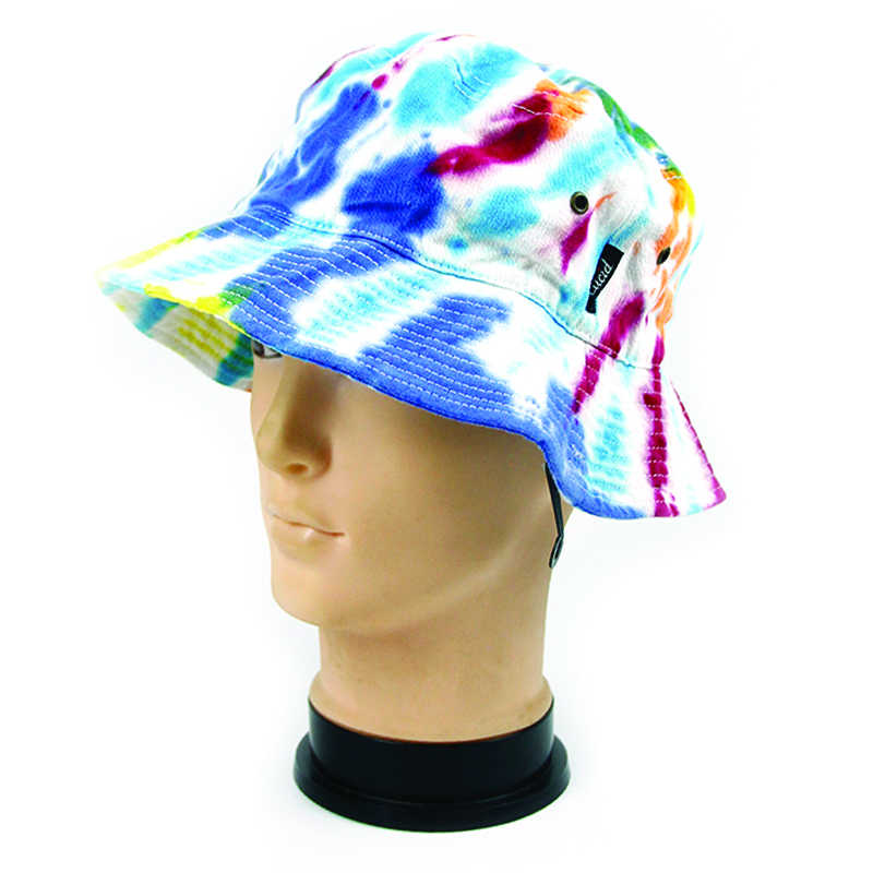 Tie Dyed Denim Bucket Hat, Women's Packable Sun Hat, Cotton Hat